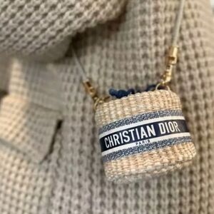 Christian Dior Authentic rare Straw Pouch Rattan Beige MINI crossbody  100% New